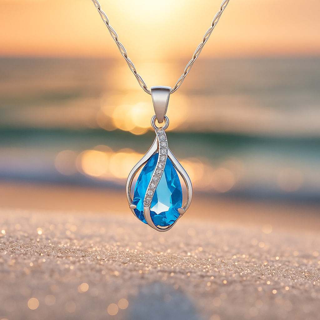 Halskette mit Zirkon-Tropfen für Strand-Eleganz