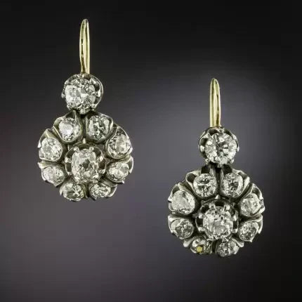Antike Ohrringe mit Rosenschliff-Diamanten im Blüten-Design