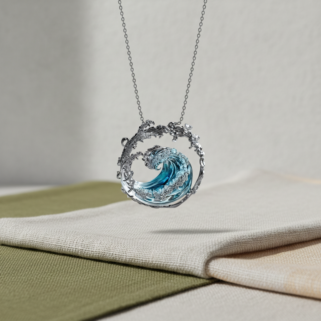 Welle – Ozean-Kristall-Halskette