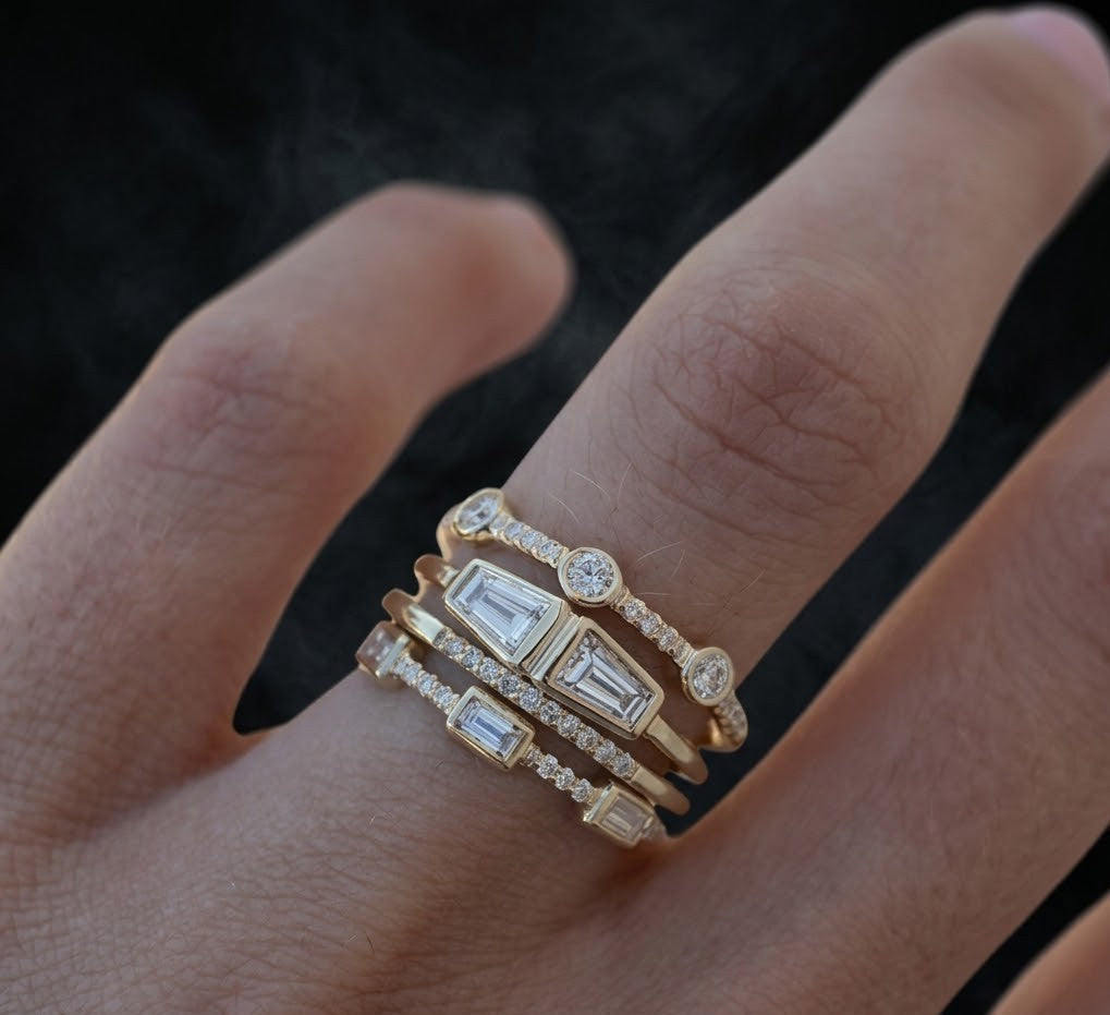 Vintage-Ringset aus Gold und Zirkonia