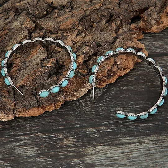 Boho Ohrringe mit ovalen Steinen im Vintage-Stil