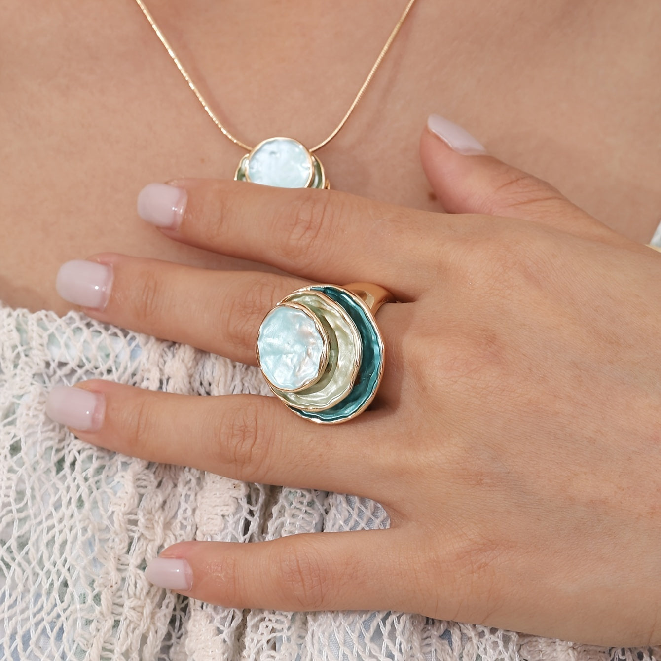 Boho-Ring dreischichtig emailliert