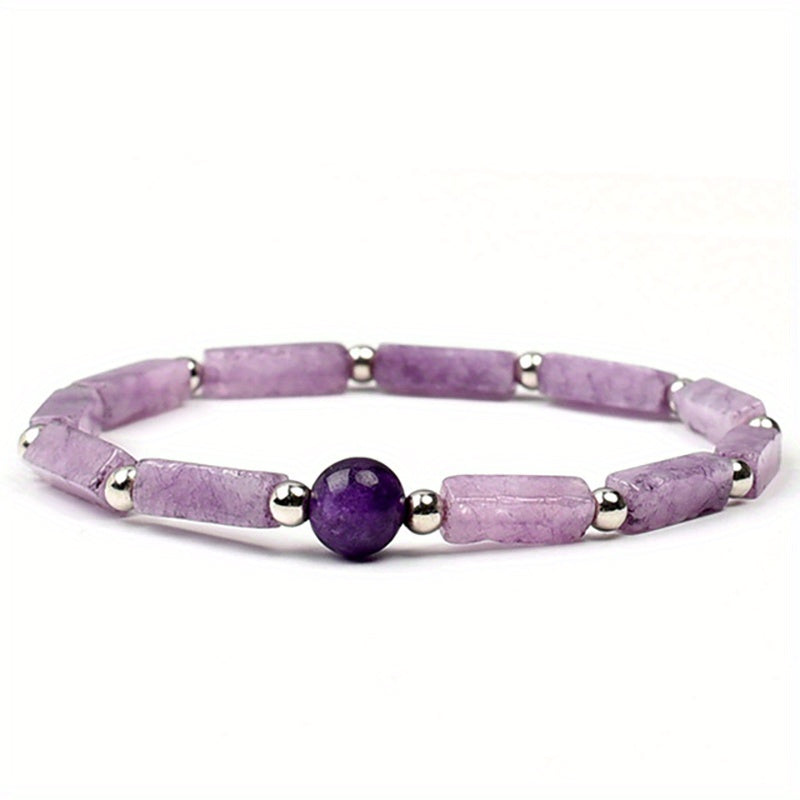 Amethyst Edelstein Armband mit facettierten Perlen und Rohsteinen
