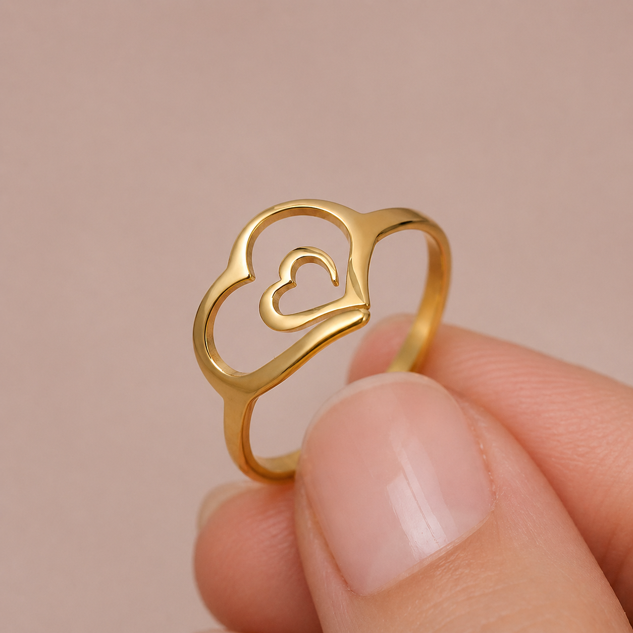 Doppelherzring aus Edelstahl