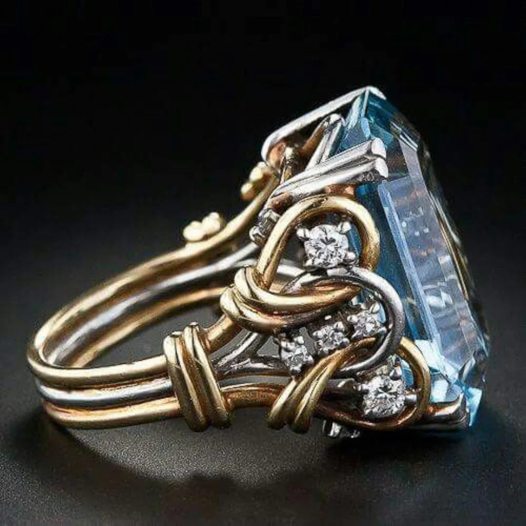 Vintage-Ring mit blauem Topas/Aquamarin-Stein
