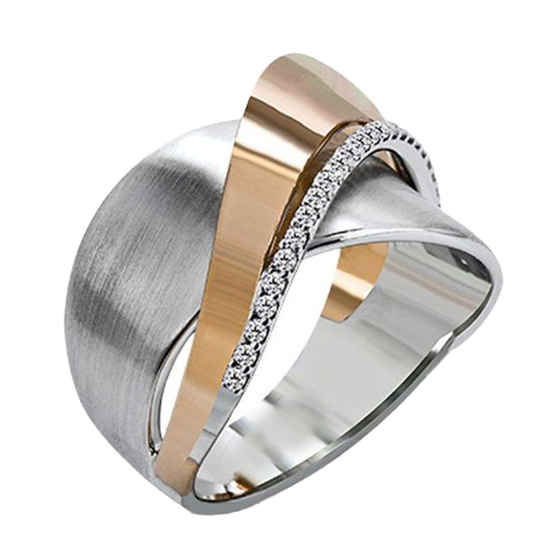 Bicolor-Edelstahlring mit Zirkonia