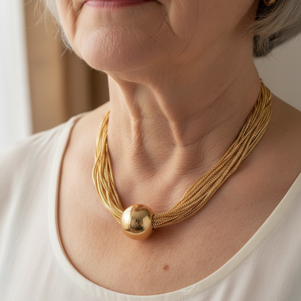 Glamouröses Choker-Halsband mit Kugelanhänger und Mehrfachketten