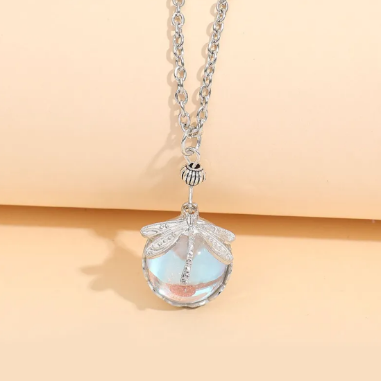 Vintage Dragonfly Kette mit funkelndem Glaskristall Anhänger