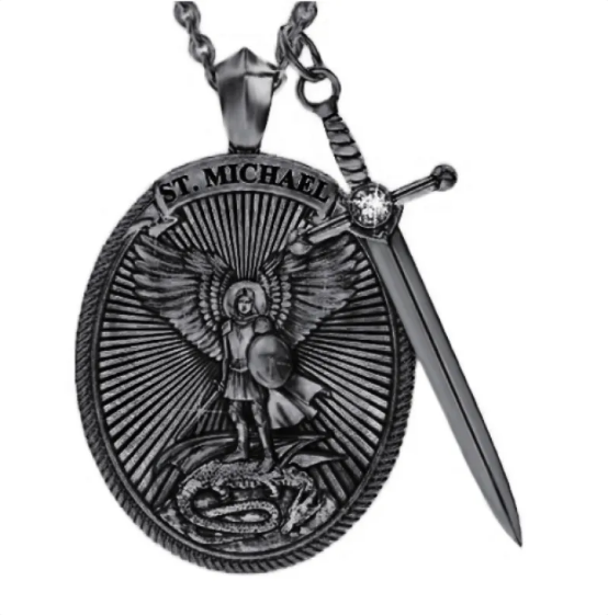 St. Michael Erzengel Schutzanhänger Schwert Kette für Herren