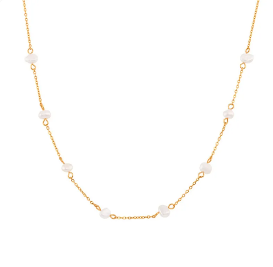 Elegantes Perlen Collier und Armband Set aus Edelstahl