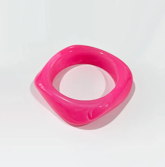 Modisches Harz-Acrylarmband, quadratisch, leuchtende Farben für Frauen