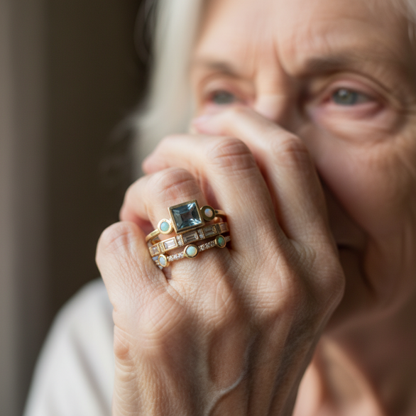 Set Vintage-Ringe mit blauen Kristallen