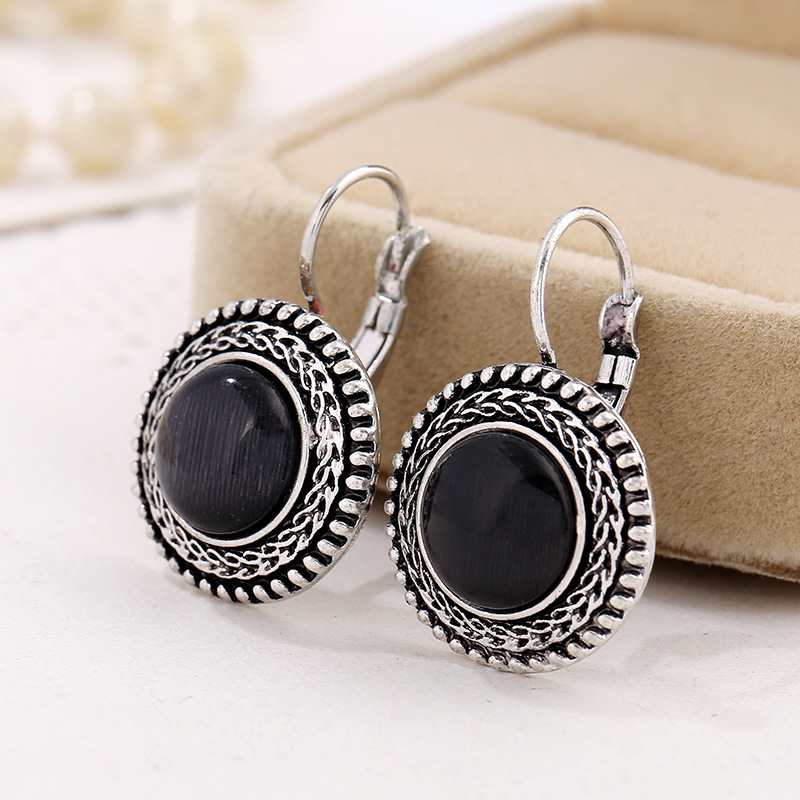 Boho Ohrringe mit Katzenauge-Steinen im Vintage-Stil