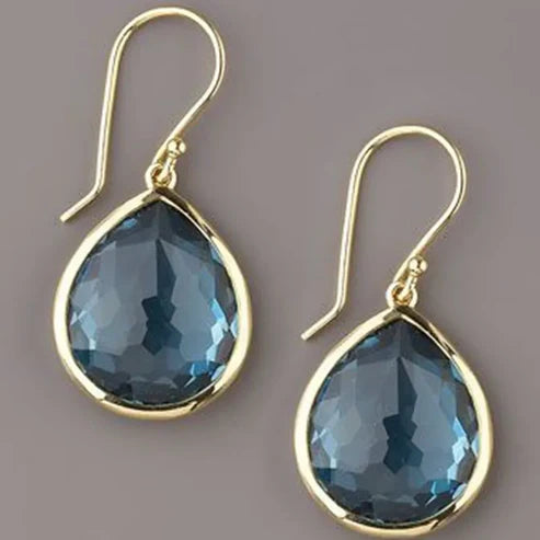 Elegante Damen Ohrringe mit blauen Tropfen-Kristallen