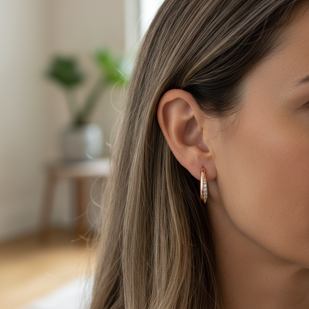 Elegante, zierliche Creolen mit funkelnden Zirkonia-Kristallen für Frauen
