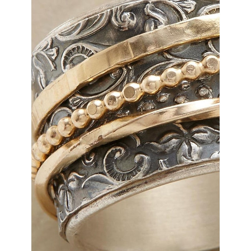 Vintage-Ring mit Gold-Finish und antikem Edelstahl