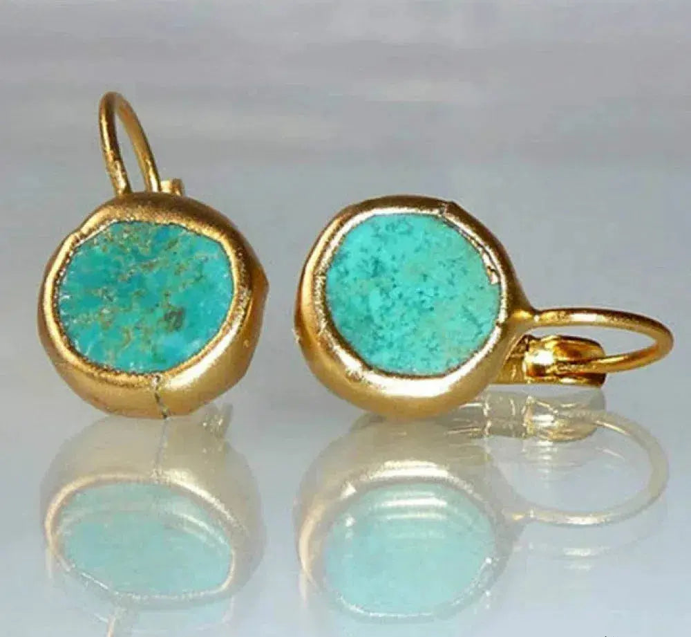 Türkise Ohrringe im Vintage-Stil mit elegantem goldfarbenem Rahmen