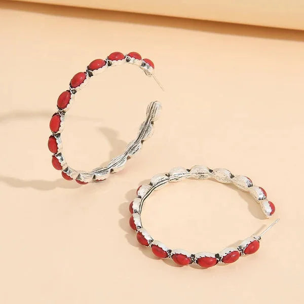 Boho Ohrringe mit ovalen Steinen im Vintage-Stil