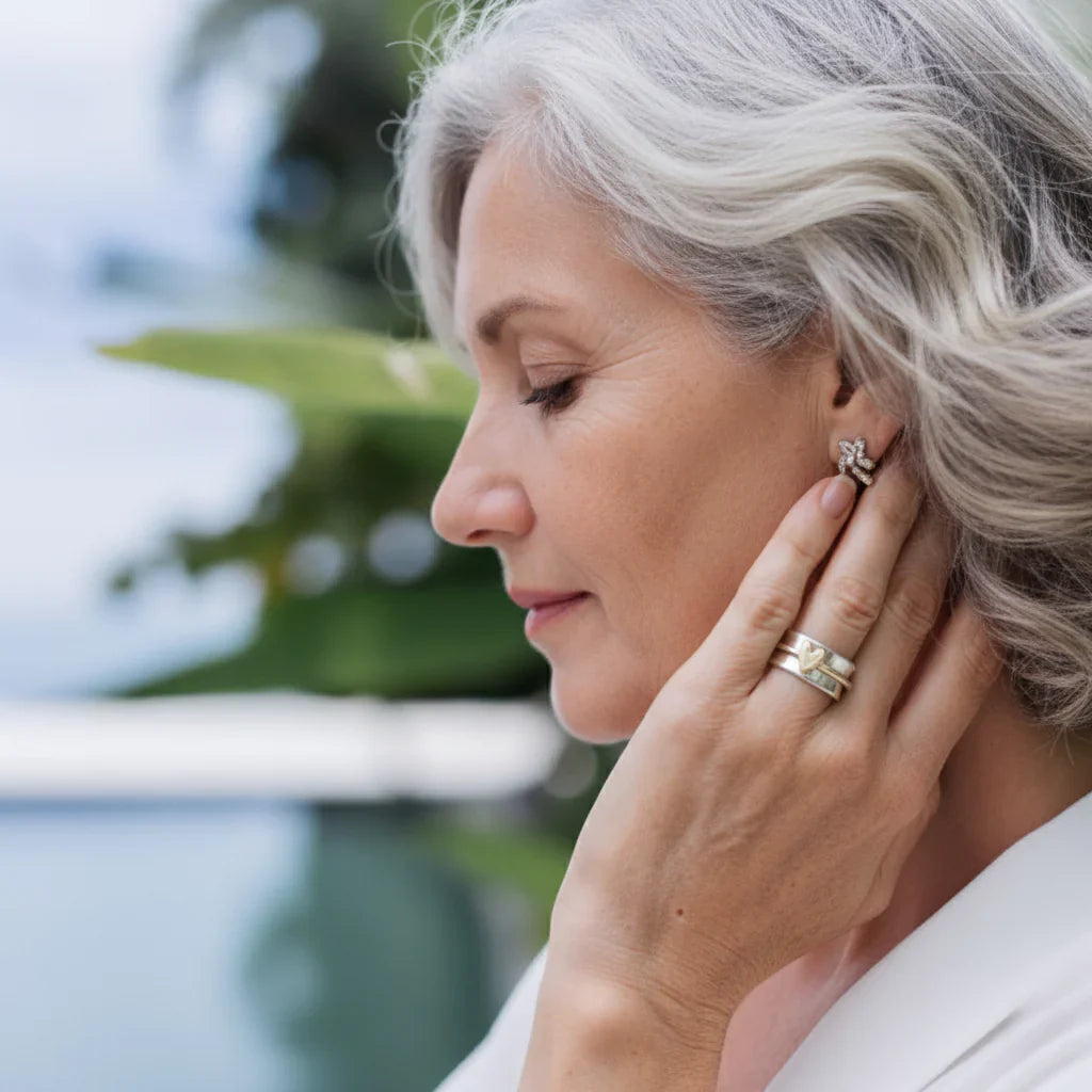 Vintage Silberring mit goldenem Herz