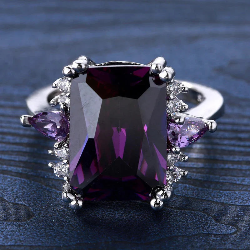 Edelstahlring mit Amethyst