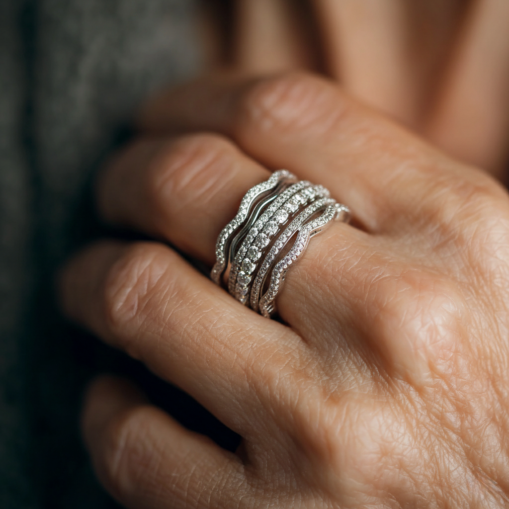 Vintage-Ring mit geschichteten Zirkonias