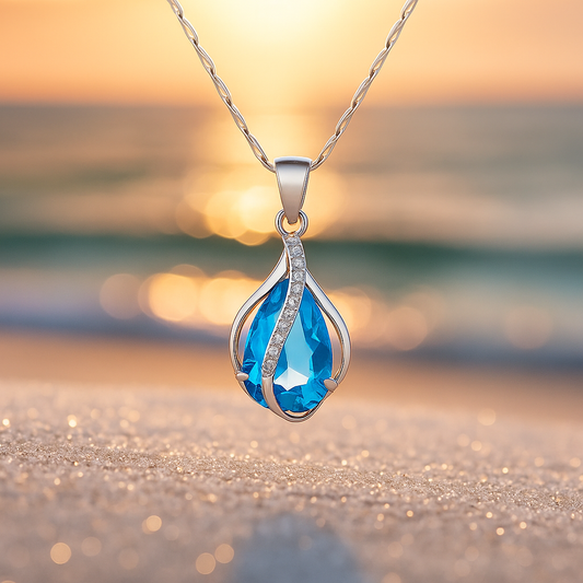 Halskette mit Zirkon-Tropfen für Strand-Eleganz