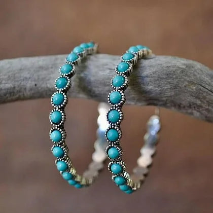 Boho Ohrringe mit ovalen Steinen im Vintage-Stil