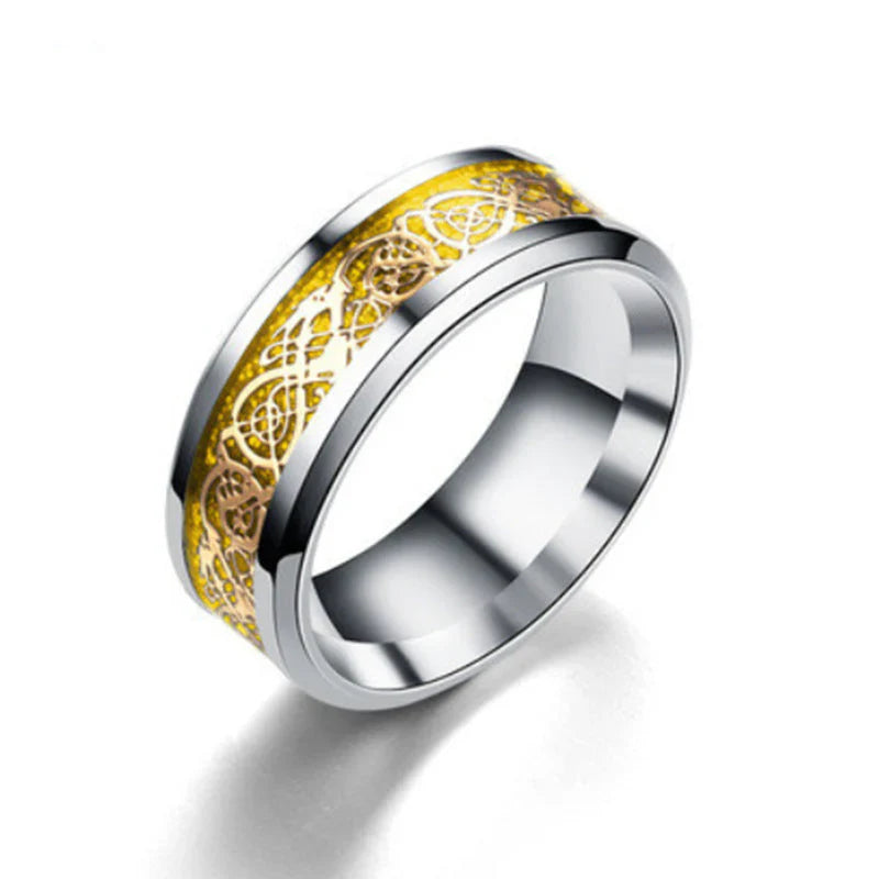 Edelstahlring mit keltischem Drachendesign