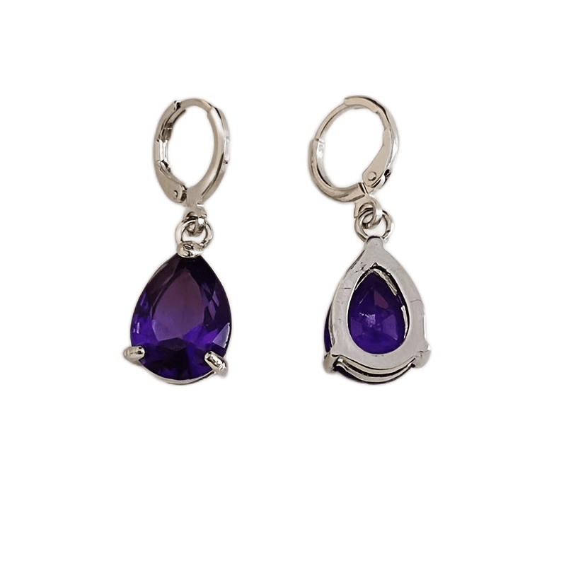 Elegante tropfenförmige Amethyst-Ohrringe mit Klappbügel-Verschluss