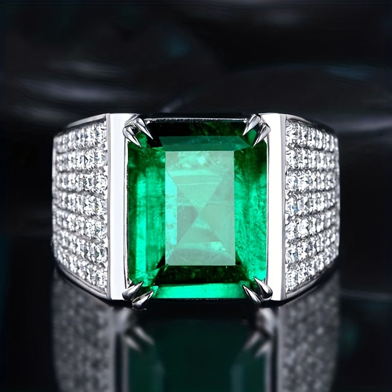Elza-Ring mit Smaragdstein und Zirkonia