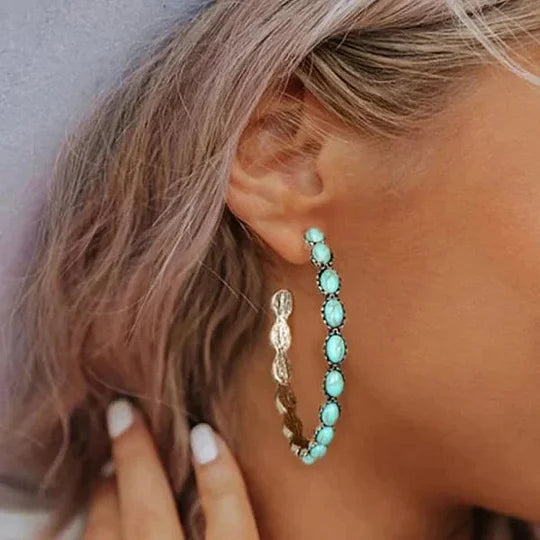 Boho Ohrringe mit ovalen Steinen im Vintage-Stil