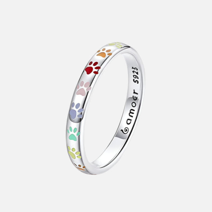 Ring aus Proof-Silber mit Pfotenzeichnung