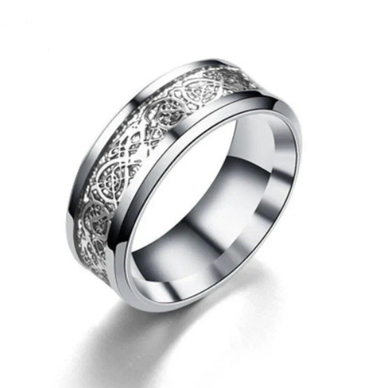 Edelstahlring mit keltischem Drachendesign