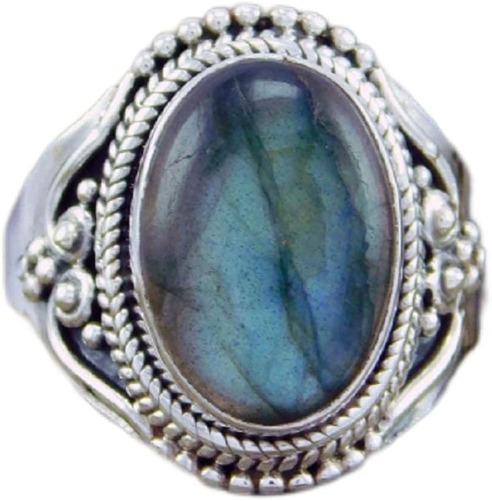 Vintage Edelstahlring mit Mondstein