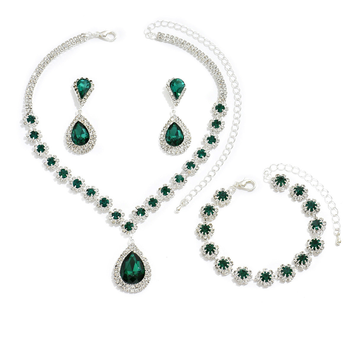 Elegantes Strass Brautschmuckset mit Teardrop-Anhänger für Hochzeit und Party