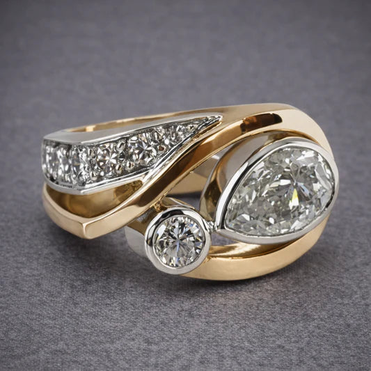 Vintage-Edelstahlring mit Zirkonia