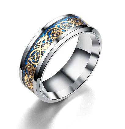 Edelstahlring mit keltischem Drachendesign
