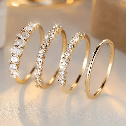 Stapelbares Ringset mit Zirkonia – Eleganz, die glänzt