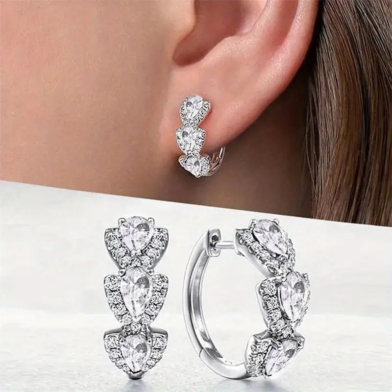 Elegante Tropfenform Ohrringe mit funkelnden Zirkonia und farbigen Kristallen