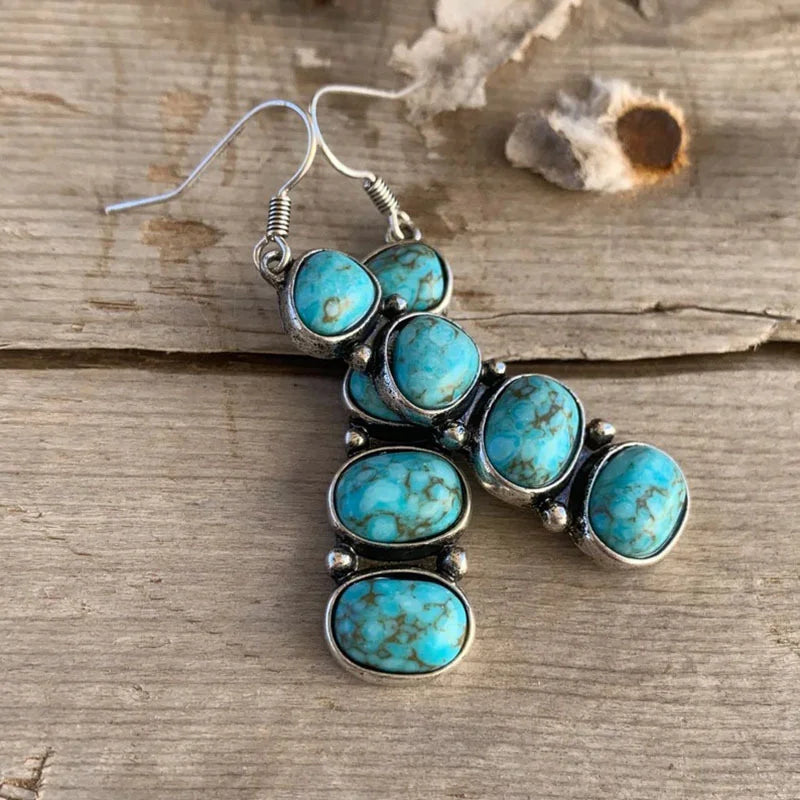 Boho Statement Ohrringe mit natürlichen Edelsteinen in Türkis, Rot und Schwarz