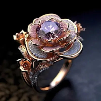 Vintage-Ring mit blauem Stein – Blumenmuster