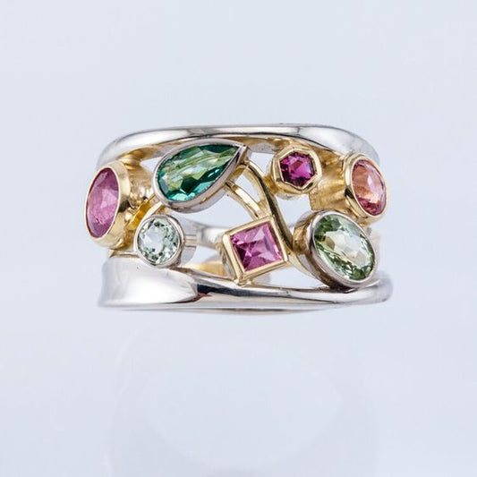 Ring im Vintage-Stil – Farbexplosion aus Edelstahl