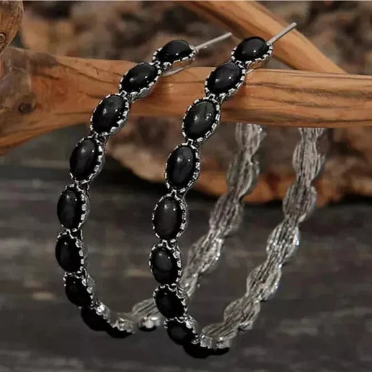 Boho Ohrringe mit ovalen Steinen im Vintage-Stil