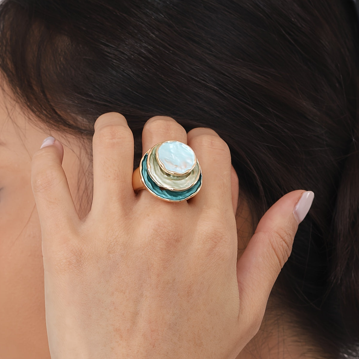 Boho-Ring dreischichtig emailliert