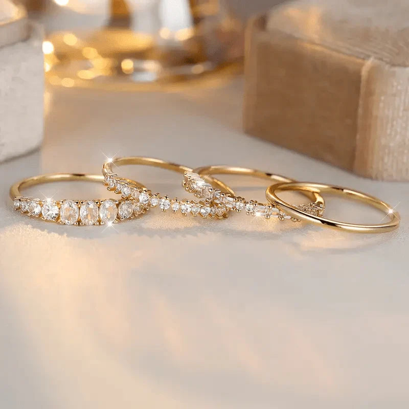 Stapelbares Ringset mit Zirkonia – Eleganz, die glänzt