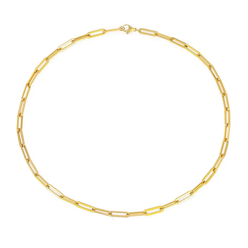 Feine Paperclip-Gliederkette aus Edelstahl für Damen