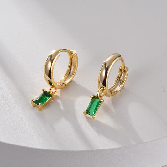 Elegante grüne Smaragd-Creolen mit Zirkonia-Stein für Damen