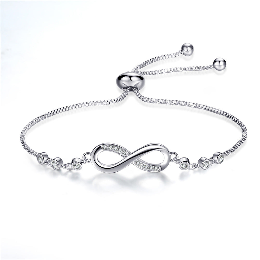 Glitzerndes Infinity-Armband für Damen mit Zirkonia-Steinen verstellbar