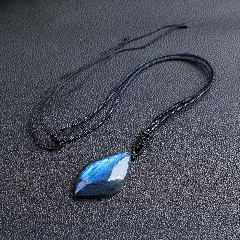 Natur Labradorit Anhänger Kette mit faszinierendem blauem Schimmer