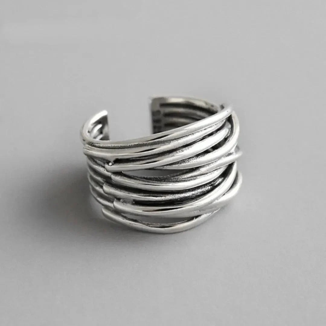 Verstellbarer mehrschichtiger Ring – Sterlingsilber